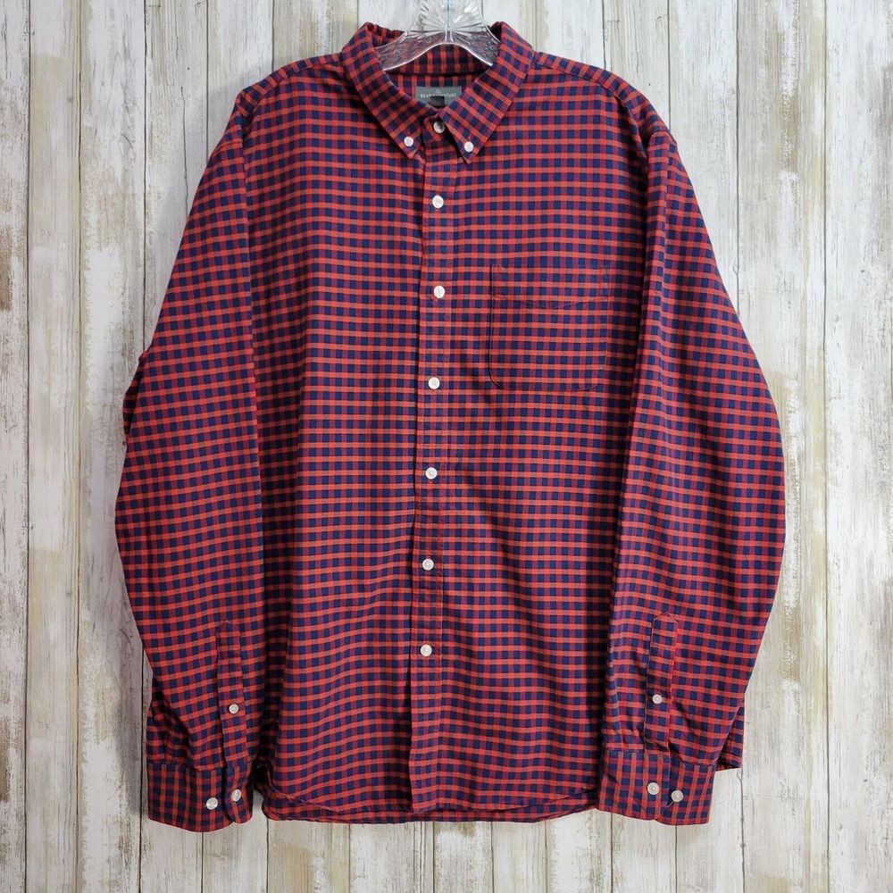Llbean Signature Mens Slim Fit Flanel Shirt Sz XL Red
